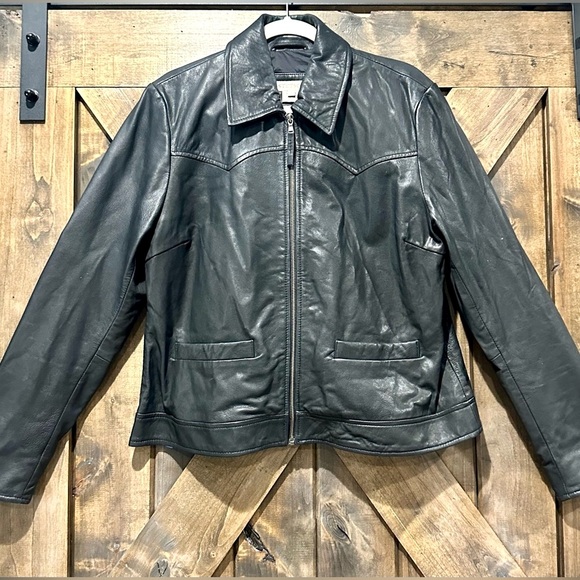 EUC Black Stetson Genuine Leather Western Yoke Jacket - Picture 4 of 14